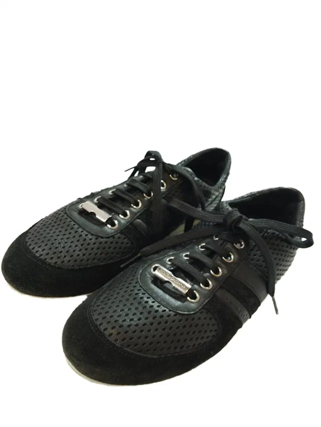 Womens Vintage Dolce & Gabbana Black Leather & Suede Low Top Sneakers *RARE in Black Suede from Oxfam Online Shop