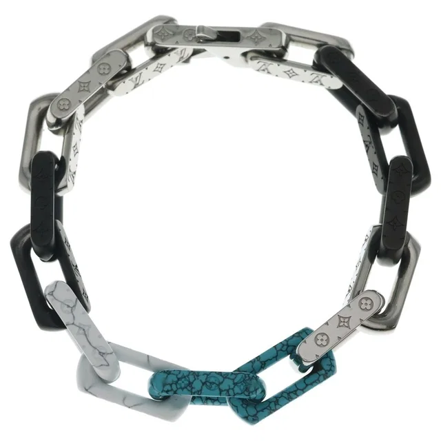 Louis Vuitton Monogram Bracelet Chain Silver Black Blue in Black from The Reluxe