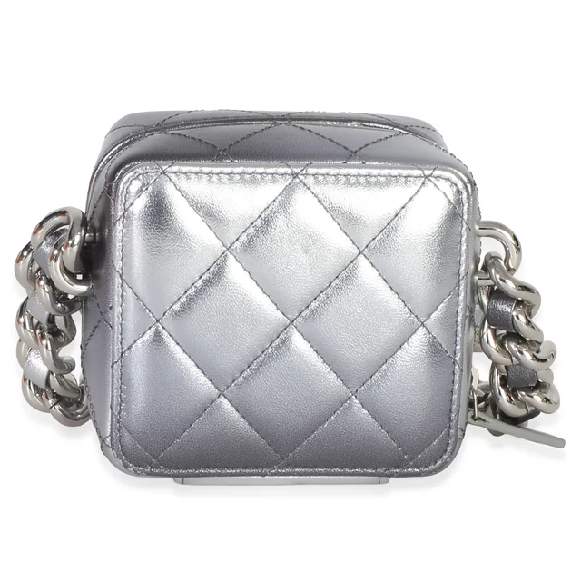 Chanel Metallic Quilted Lambskin Coco Punk Clutch With Chain Metallic; Silver Leather Handbag in Silver Lambskin from HEWI, photo 2 of 2