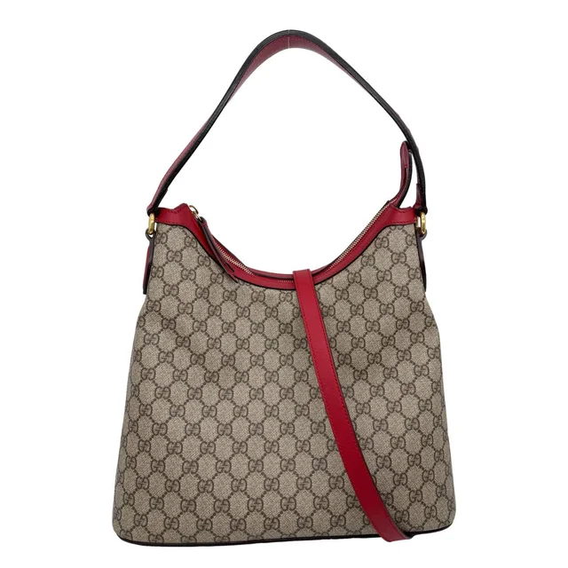 Gucci Linea A Supreme Coated Canvas Hobo Shoulder Bag Beige 414930 in Beige Coated canvas from Dallas Designer Handbags
