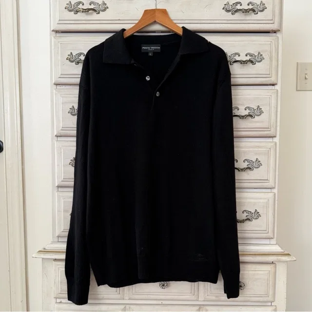 Ponte Vecchio Pure Wool Collared Sweater in black Wool from Poshmark