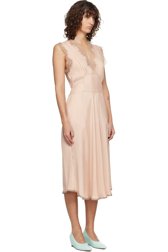 Maison Margiela Pink Silk Midi Dress, photo 2 of 4 from SSENSE