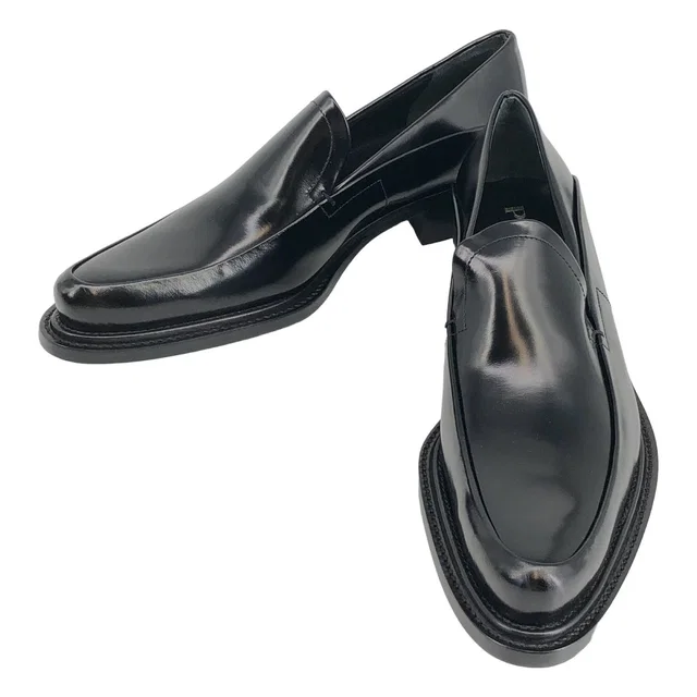 Prada Calzature Donna Leather Pointed Toe Loafers Black in Black Leather from The Reluxe