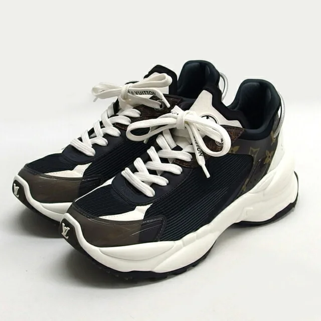 Louis Vuitton Circle Run 55 Line Dad Sneakers, approximately 24cm in Black/Dark brown/White from Elady