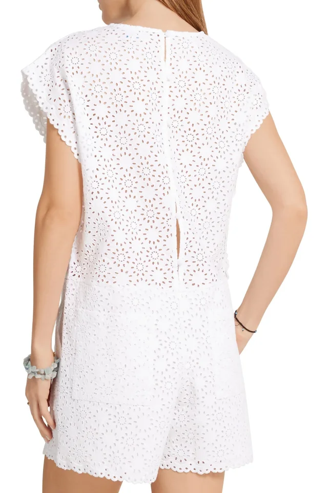 M.i.h Jeans Broderie Anglaise Cotton Playsuit in White, photo 4 of 5 from THE OUTNET