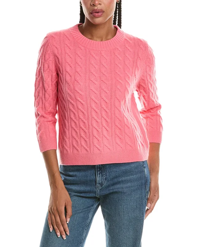 N.PEAL Emilia Cable Round Neck 100% Cashmere Sweater, image 1 of 1 from Rue La La