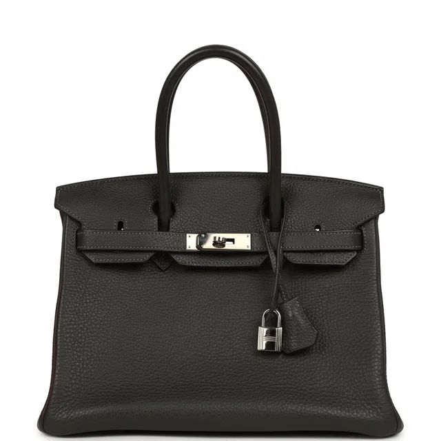 Hermès Birkin 30 Graphite Clemence Palladium Hardware in Grey Clemence leather from Madison Avenue Couture