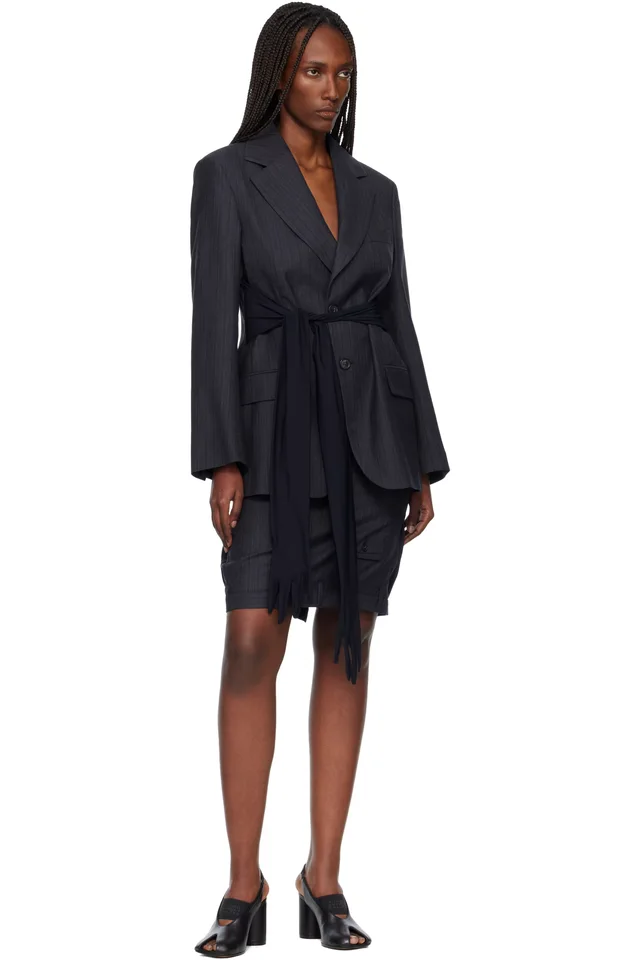 MM6 Maison Margiela Black Wool-Blend Gloves Blazer, photo 4 of 4 from SSENSE
