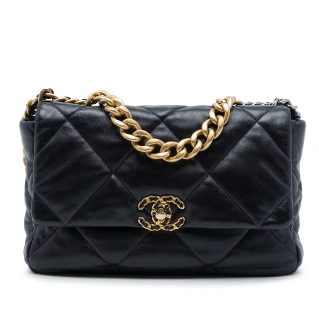 Black Chanel Large Lambskin 19 Flap Satchel in Black Lambskin from Designer Revival, photo 1 of 1