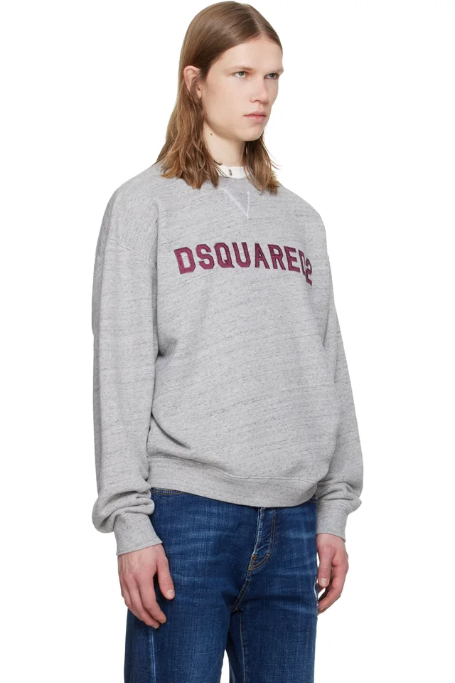Dsquared2 Gray D2 College Short & Wide Crewneck Sweatshirt, photo 2 of 2 from SSENSE