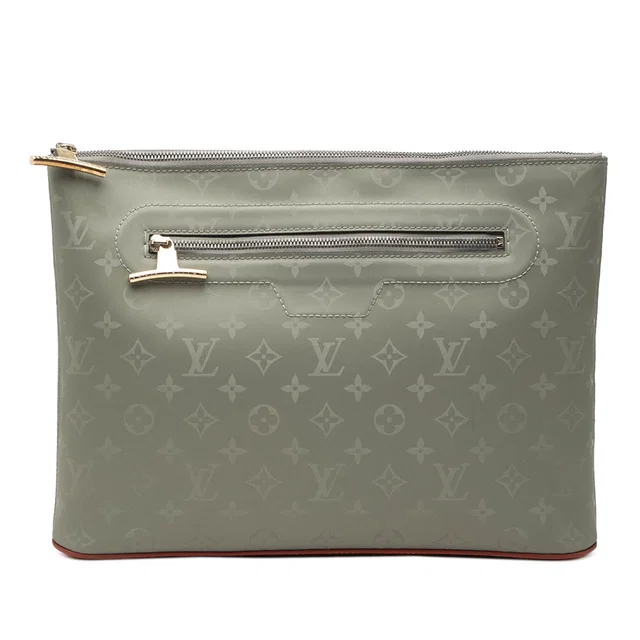 Gray Louis Vuitton Monogram Titanium Pochette Cosmos Clutch Bag in Grey Coated canvas from Designer Revival