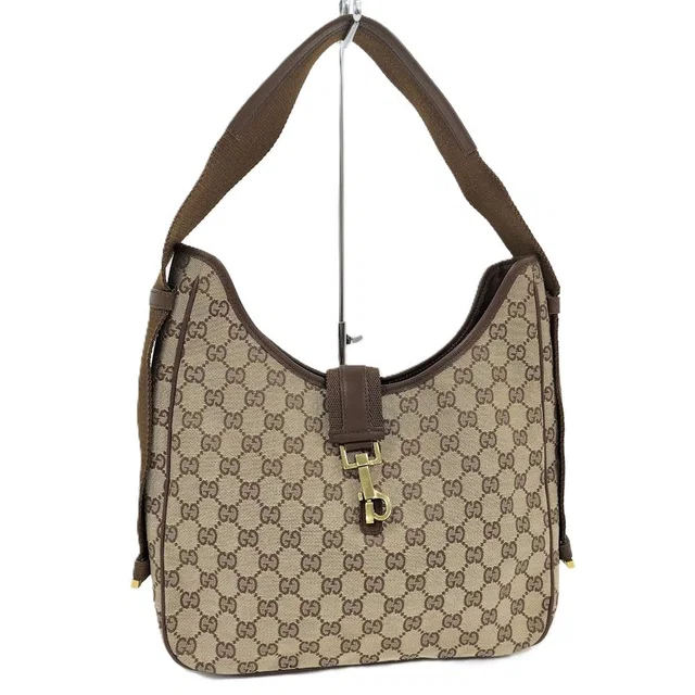 Gucci Jackie Bag GG Canvas Beige Brown in Brown Canvas from The Reluxe