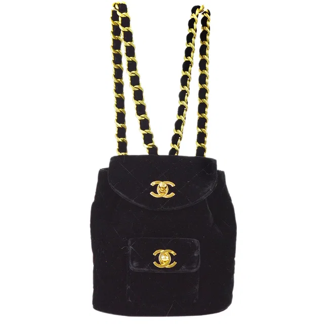 Chanel 1994-1996 Duma Backpack Small Velvet in Velvet from AMORE Vintage Tokyo