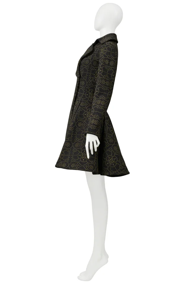 Alaïa Black Coat With Metallic Gold Embroidery in Black Cashmere from Resurrection Vintage, photo 10 of 12