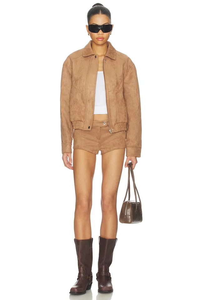 MORE TO COME Graysen Faux Suede Short in Tan, photo 5 of 6 from REVOLVE (Canada)