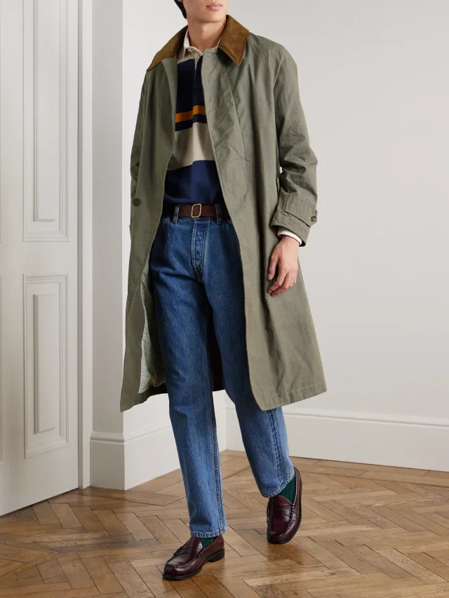 DRAKE'S + HIM Rider's Belted Corduroy-Trimmed Cotton-Ripstop Coat $1,995 60% off $798 FINAL SALE in Brown, photo 2 of 2 from MR PORTER