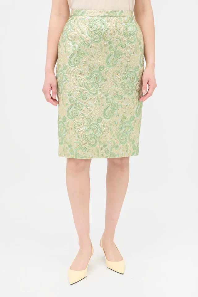 Chanel 1980s Lurex Brocade Skirt from VSP Consignment