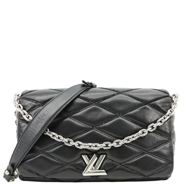 Louis Vuitton GO-14 MM Malletage Quilted Lambskin Leather Crossbody Bag Black in Black Lambskin from Dallas Designer Handbags