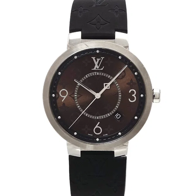 Louis Vuitton Tambour Slim Monogram Macassar GM Watch Date Quartz from The Reluxe