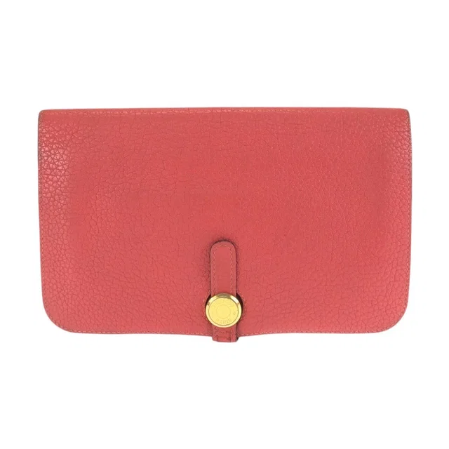 Hermès Dogon GM Rouge Tomato Red Gold Togo Wallet in Red Togo leather from The Reluxe