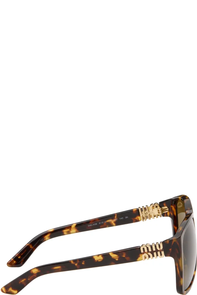 Miu Miu Eyewear Brown Aviator Sunglasses, photo 2 of 4 from SSENSE