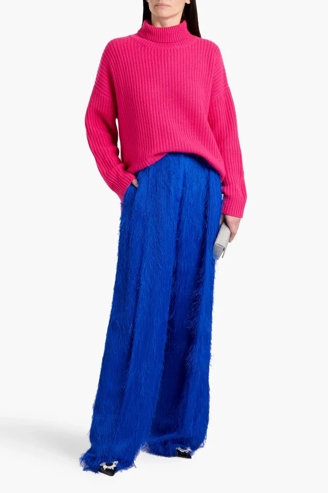 Oscar de la Renta Fringed Twill Wide-Leg Pants, photo 2 of 4 from THE OUTNET