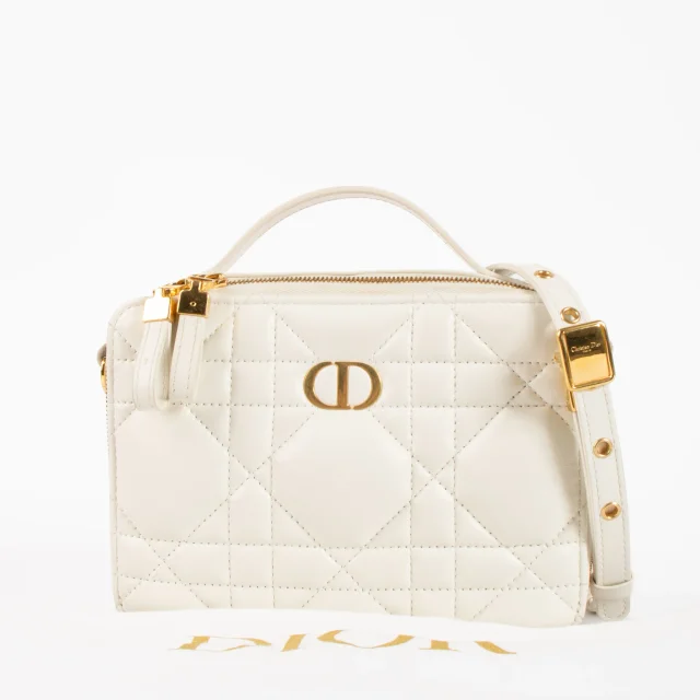 Dior White Macrocannage Calfskin Caro Box Bag in White Calfskin from Labellov, photo 2 of 7
