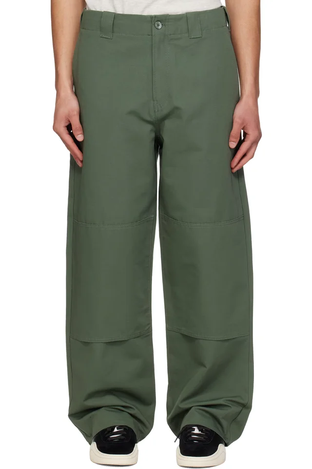 Khaki Kenzo Paris Double Knee Chino Trousers, image 1 of 1 from SSENSE