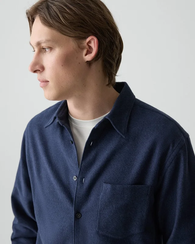 Theory Weekend Shirt in Cotton Flannel in NAVY MULTI, photo 12 of 14 from Theory
