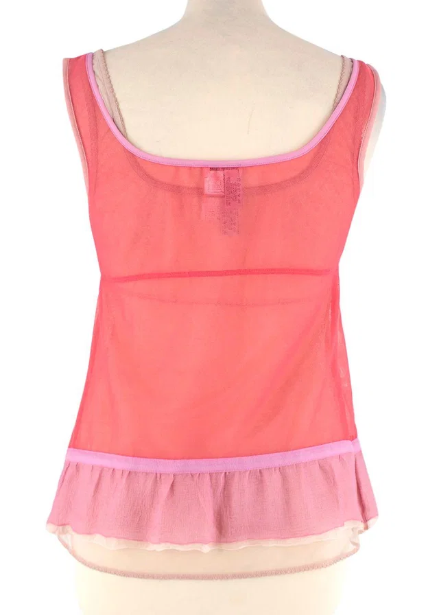 Chanel Pink and Nude Sheer Net Double Top in Pink Nylon from HEWI