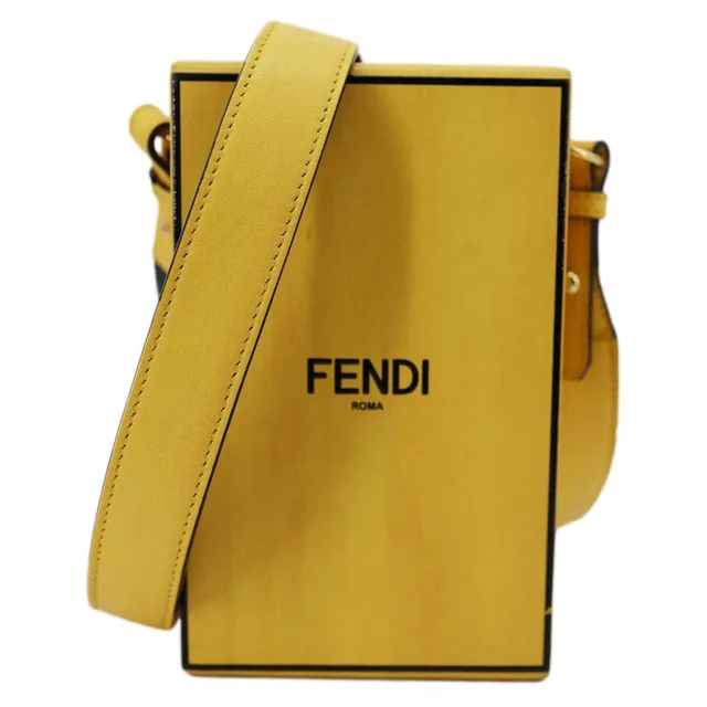 Fendi Vertical Box Vitello Leather Crossbody Bag Yellow in Yellow Leather from Dallas Designer Handbags