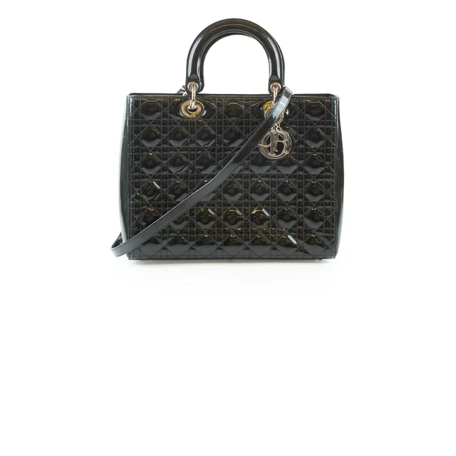 Lady Dior Large Cannage Patent Black in Black Patent leather from The Purse Affair