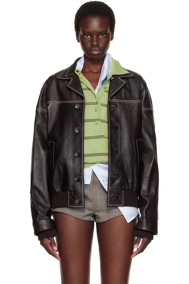Wales Bonner Brown Time Leather Jacket, image 1 of 1 from SSENSE