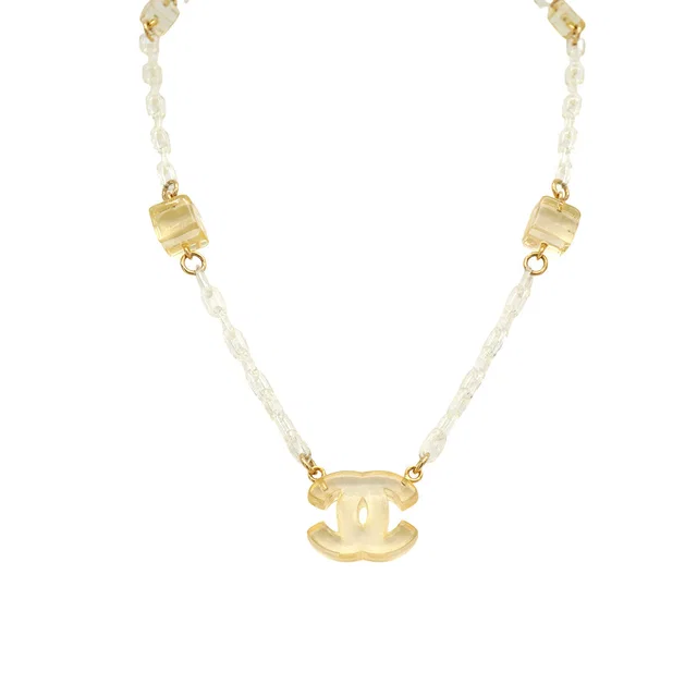 Chanel Necklace Cube Cocomark Clear Gold Accessory 01P in Gold from Luxury Promise