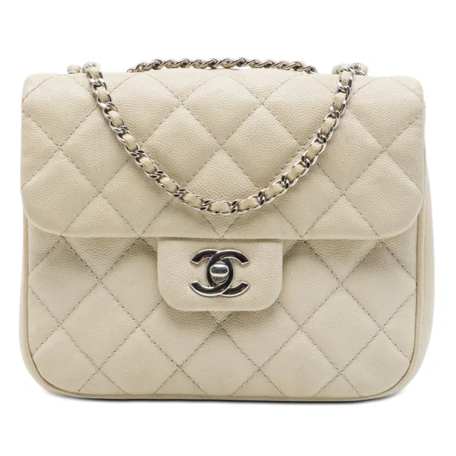 White Chanel Small Quilted Caviar Urban Companion Flap Shoulder Bag in White Caviar leather from Designer Revival