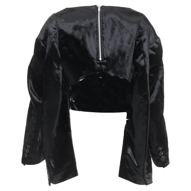 Comme des Garcons velvet multi sleeves cut out crop top in black, photo 5 of 6 from ShopSimon