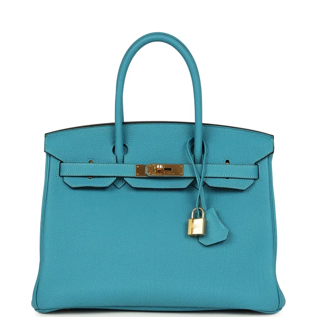 Hermès Birkin 30 Turquoise Togo Gold Hardware in Blue Togo leather from Madison Avenue Couture