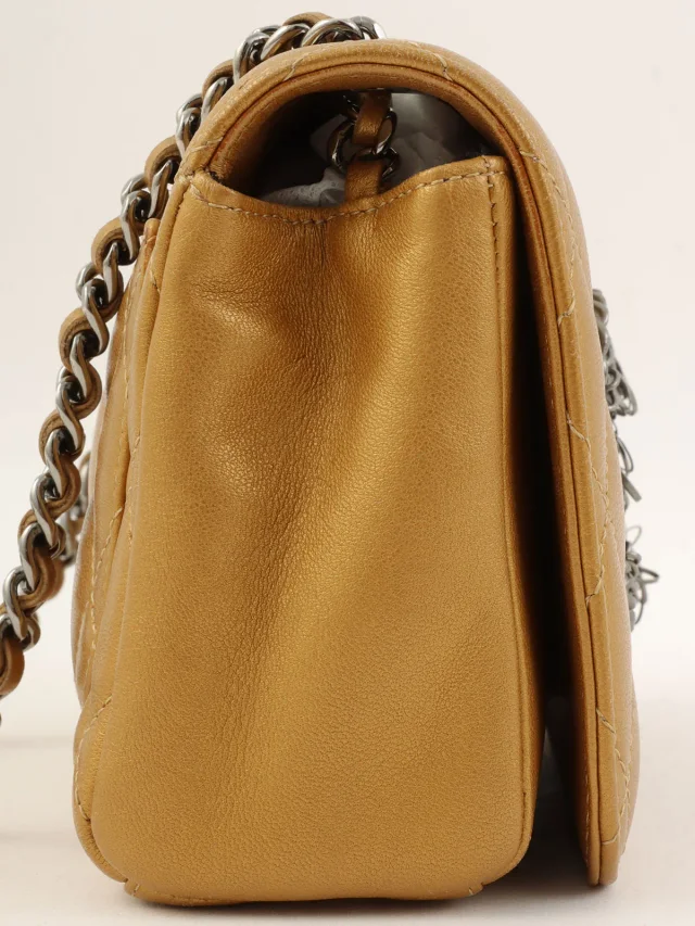 Chanel CC Mark Plate Chain Shoulder Bag, Gold, circa 2009 in Gold Leather from VINTAGE QOO TOKYO, photo 3 of 14