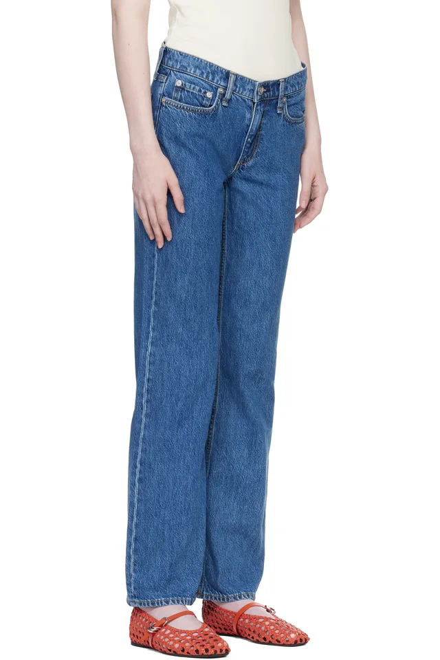 rag & bone Blue Harlow Full Straight Jeans, photo 2 of 4 from SSENSE