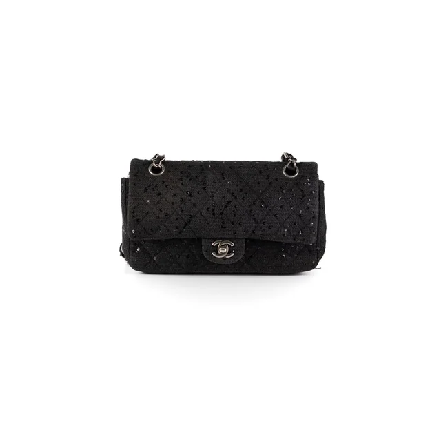 Chanel Quilted Sequins Tweed Flap Bag in Tweed from The Purse Affair