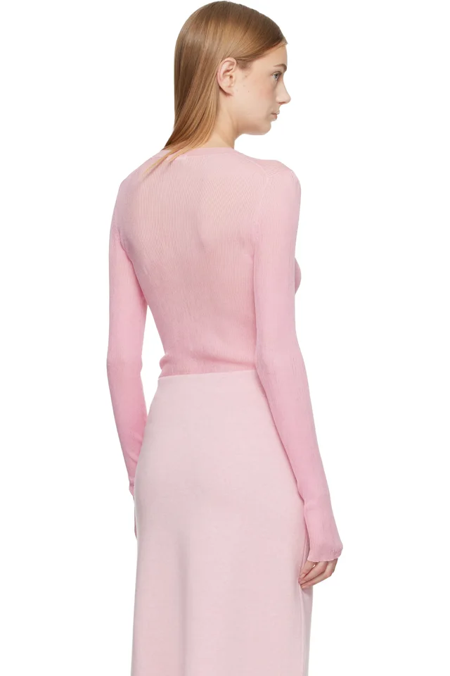 KHAITE Pink Mosi Sweater, photo 3 of 5 from SSENSE