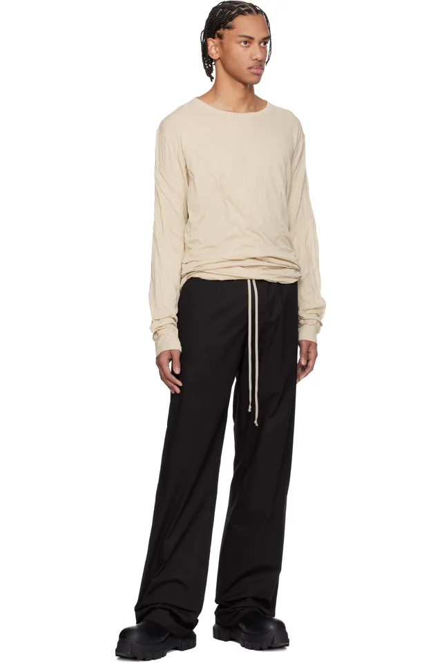 Rick Owens Black Temple Dietrich Drawstring Trousers, photo 4 of 4 from SSENSE