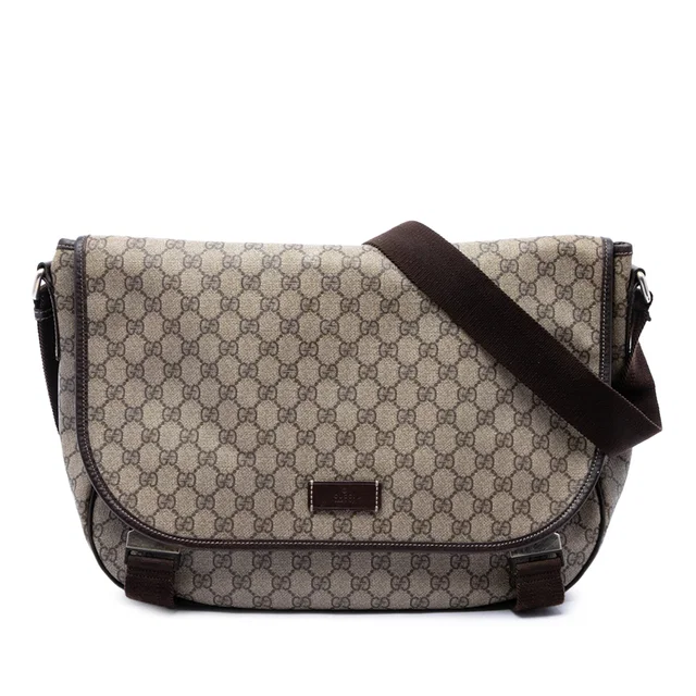 Beige Gucci GG Supreme Messenger Bag in Beige Coated canvas from Designer Revival