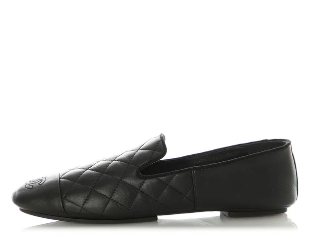 Chanel Black Quilted Lambskin Loafers with Pouch in Black Lambskin from Ann's Fabulous Finds