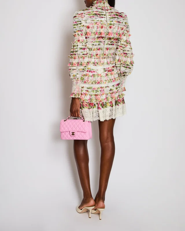 Zimmermann White Floral Lace Tiered Two-Piece Set Size 0 (UK 8) in White Silk from Sellier, photo 2 of 2