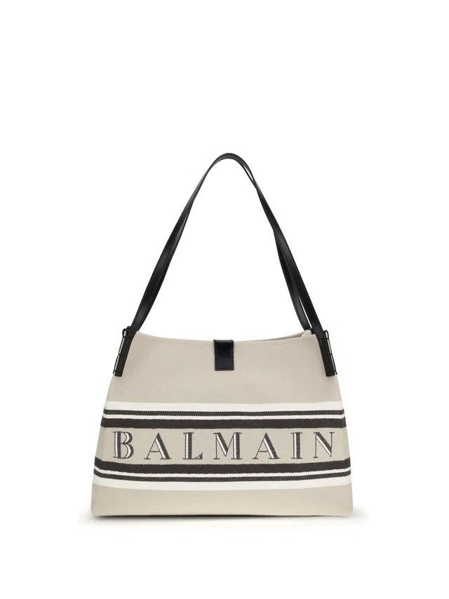Balmain Release Shoulder Bag — Beige Cotton; Polyester in Beige Canvas from HEWI