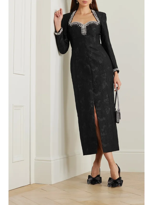 HUISHAN ZHANG Eleanor crystal-embellished cloqué midi dress in Black, photo 2 of 2 from NET-A-PORTER (Canada)