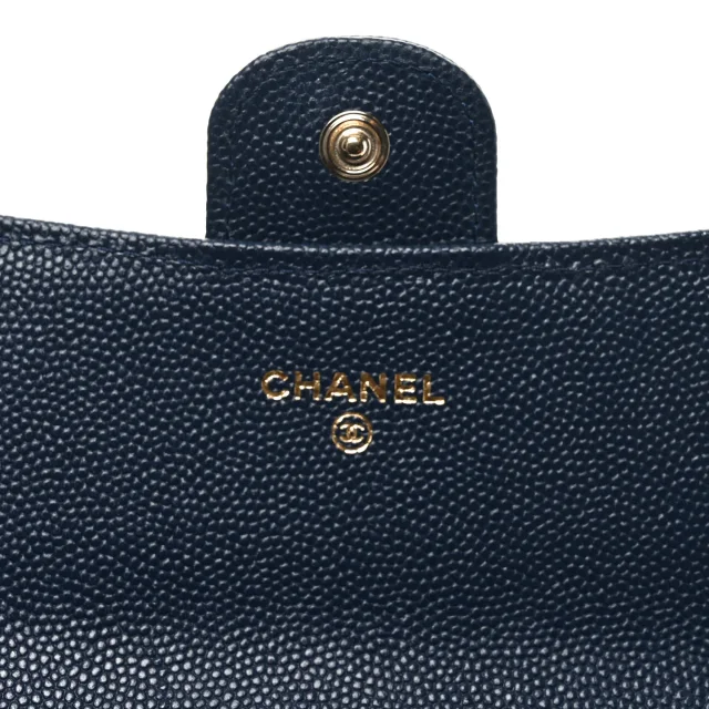 Chanel Caviar Quilted Large Gusset Flap Wallet Navy in Navy Caviar leather from FASHIONPHILE, photo 6 of 8