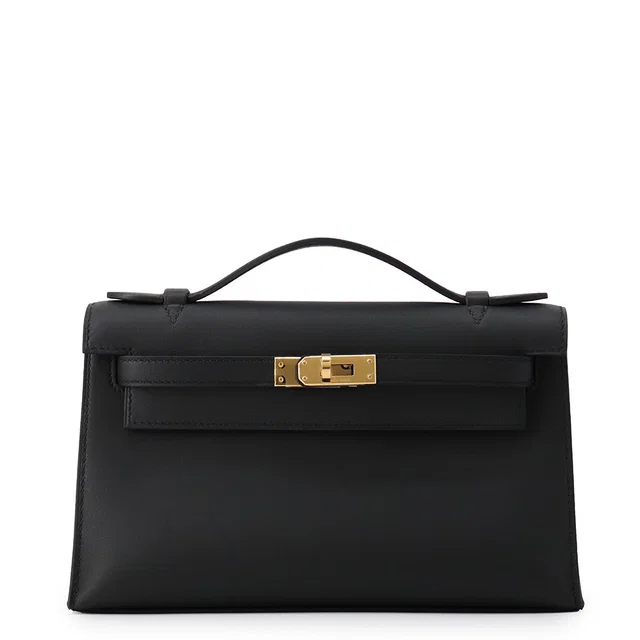 Hermès PochetteKelly Black Swift Leather in Black Swift leather from GALLERY RARE