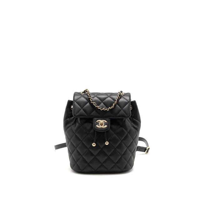 Chanel Mini Urban Spirit Backpack Caviar Black LGHW (Microchip) in Black Caviar leather from EMIER